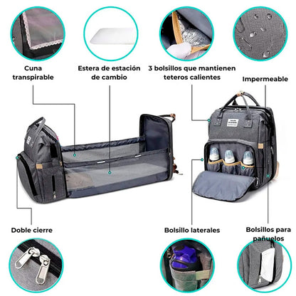 Pañalera Cambiador 👶🍼 Espacio, Elegancia y Seguridad Asegurada  ¡Tu Aliada en Cada Salida con tu Bebé!